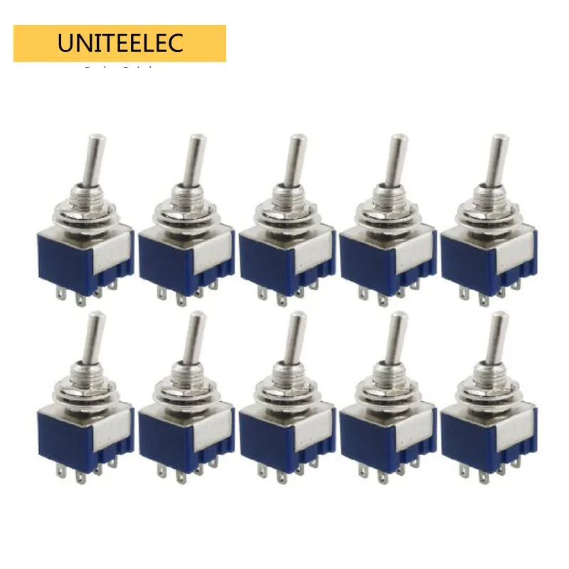 

10 Pcs/lot AC 125V 6A Amps ON/ON 2 Position DPDT Toggle Switch MTS-202