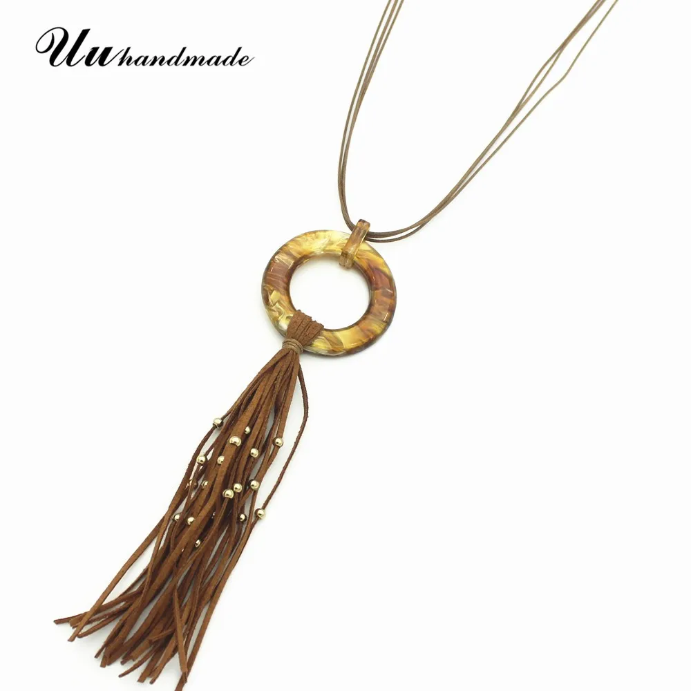 

2017 Trendy Acrylic New fashion Jewelry Long black tassels Pendant Necklace for Women Colar Feminino Mujer Charms Collares Kolye
