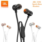 100% Оригинальные проводные наушники JBL T290 3,5 мм, Спортивная стереогарнитура с чистыми басами для музыки, 1-кнопочный пульт дистанционного управления, гарнитура с микрофоном