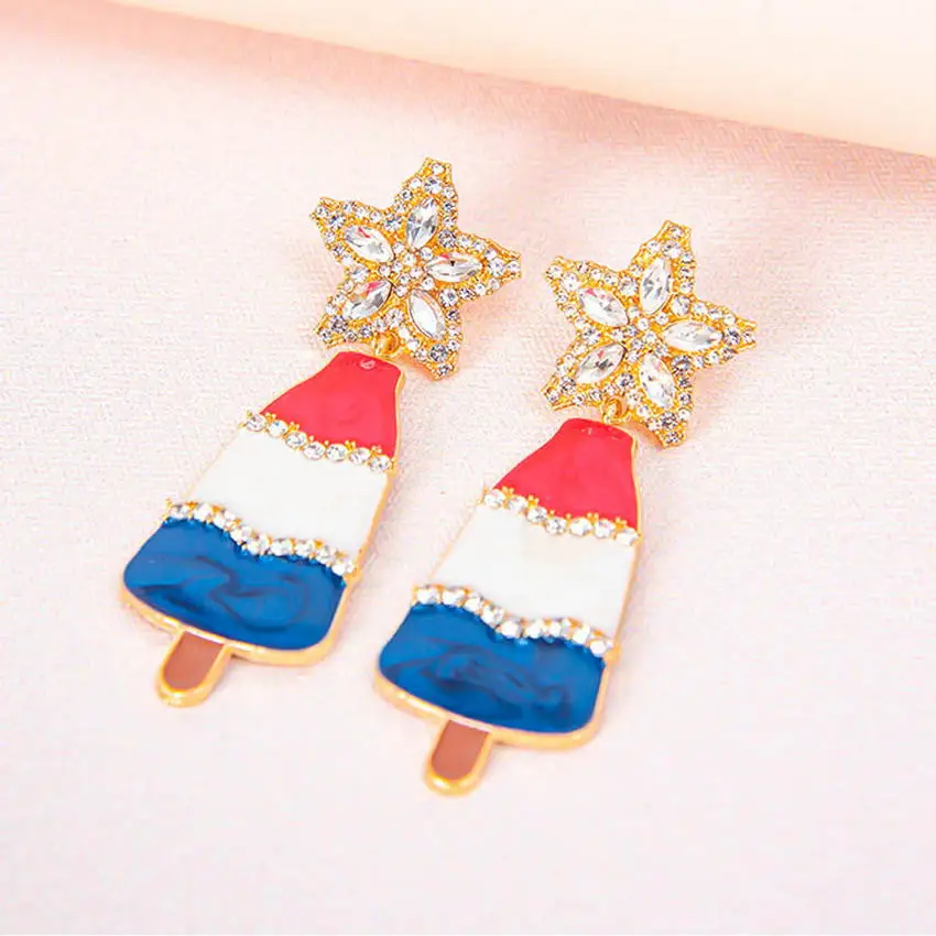 Красные белые синие эмалевые серьги в виде звезд Рождественская елка для женщин