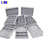 Шкатулка для ювелирных изделий ручной работы сделай сам, ящик, органайзер для хранения, серый мягкий бархат, поднос для ювелирных изделий, серег, цепочек, подвесок, браслетов, 9 вариантов