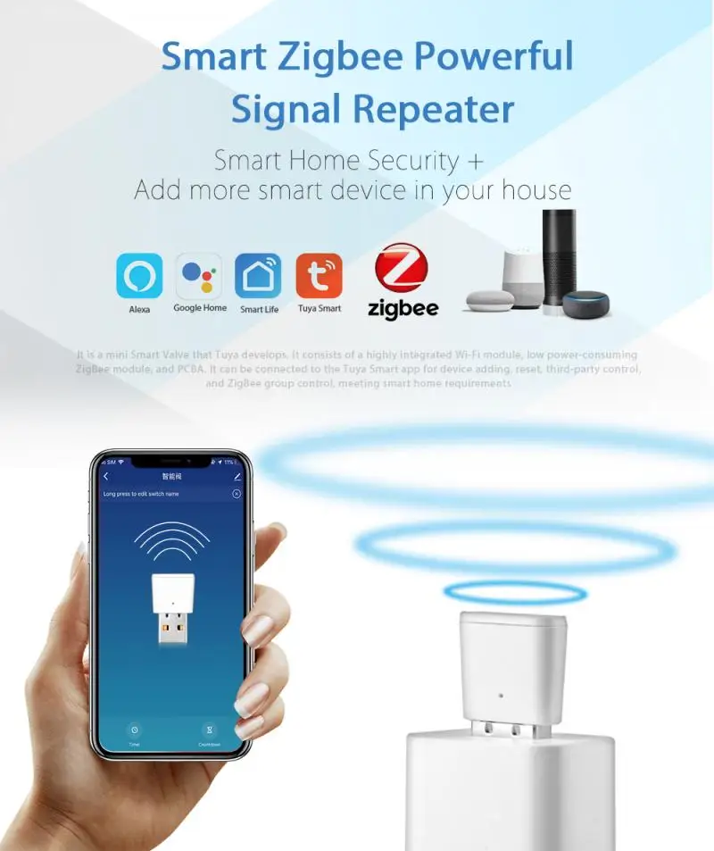 Усилитель ретранслятора Zigbee Smart для Tuya усовершенствованный клапан|Усилители