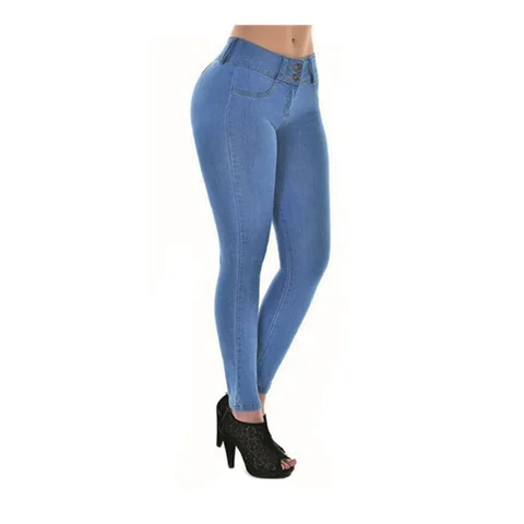 Strech Jeans Woman High Waist Skinny Stretch Pants for Women Femme Ladies Tejanos Pantalon Vaquero Black Blue Denim Jeans 2021