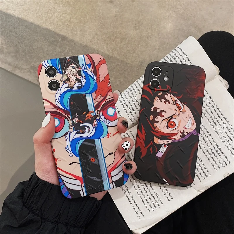 

Demon Slayer Phone Case for Iphone 11 Pro Max 12 7 8 Plus X XR XS Max Cases Cool Japan Anime Kimetsu No Yaiba Soft Cover Coque