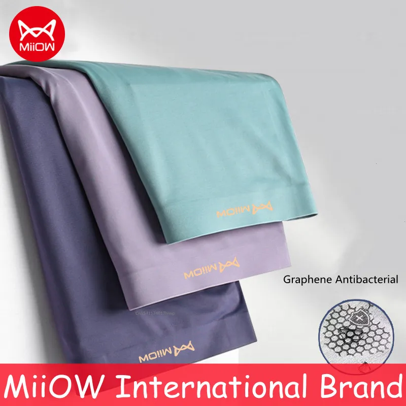 

Трусы-боксеры MiiOW мужские из вискозы, пикантные ультратонкие Бесшовные дышащие антибактериальные шорты, нижнее белье для мужчин, 3 шт.