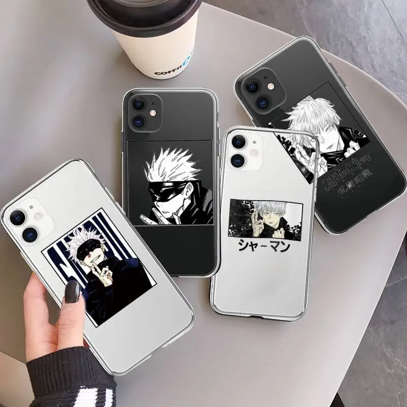 

Anime Jujutsu Kaisen Gojo Satoru Phone Case Transparent for iPhone 7 8 11 12 13 mini pro X XS XR MAX Plus