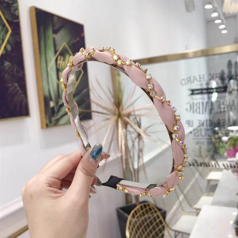 pink Haimeikang толстый бархат головной убор для женщин аксессуары для волос мода широкий сплошной цвет головная повязка пластиковые обручи для волос - Цвет: pink