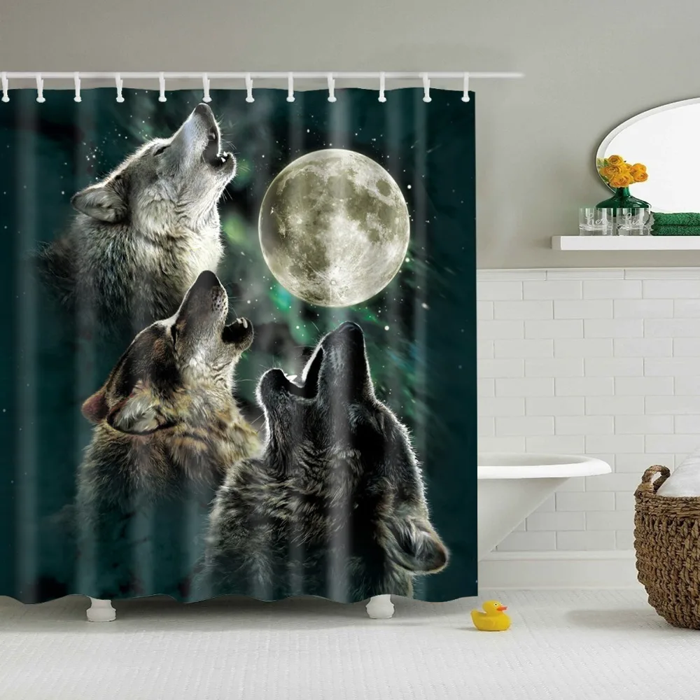 

Animals Tiger Owl Elephant Wolf Deer Octopus Peacock Shower Curtains Bathroom Curtain With Hooks Bath Curtain 180X180cm