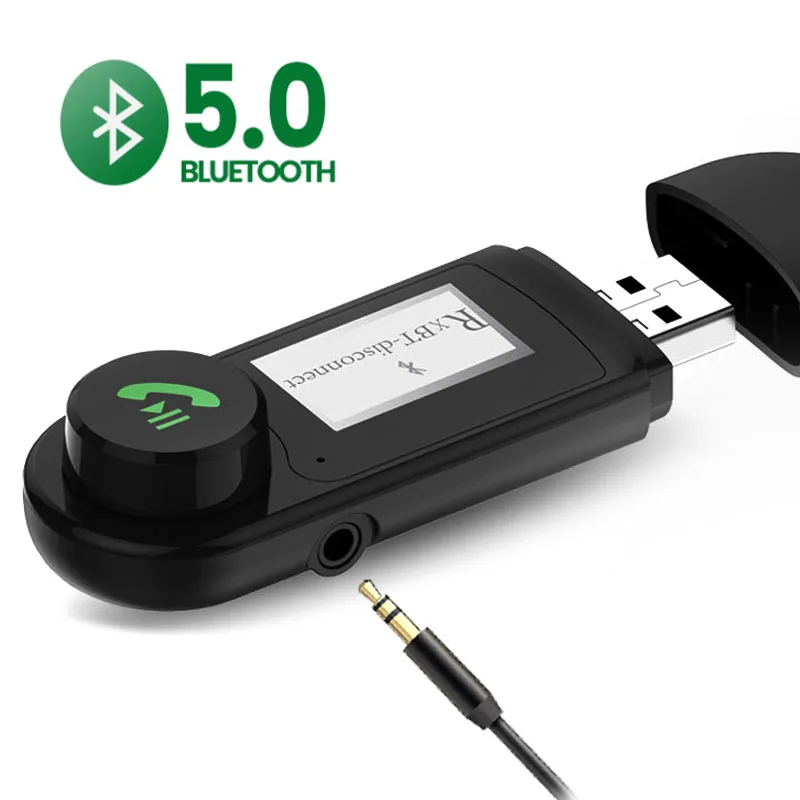 USB Bluetooth 5 0 адаптер передатчик ЖК дисплей аудио приемник FM автомобильная система
