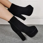 Женские ботильоны на платформе SEIIHEM, короткие ботинки на толстом массивном каблуке, женская обувь из искусственной замши, женские ботинки больших размеров 41 42 47 5 52