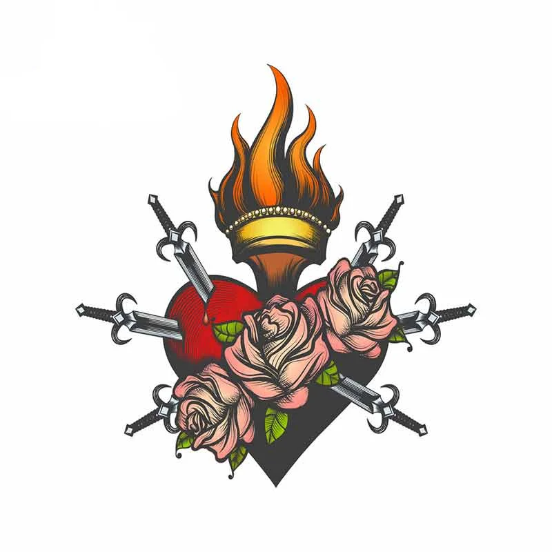 

13cm x 12cm For Sacred Heart Colorful Car Styling Stickers Graffiti Decal Sunscreen For JDM SUV RV Decoration