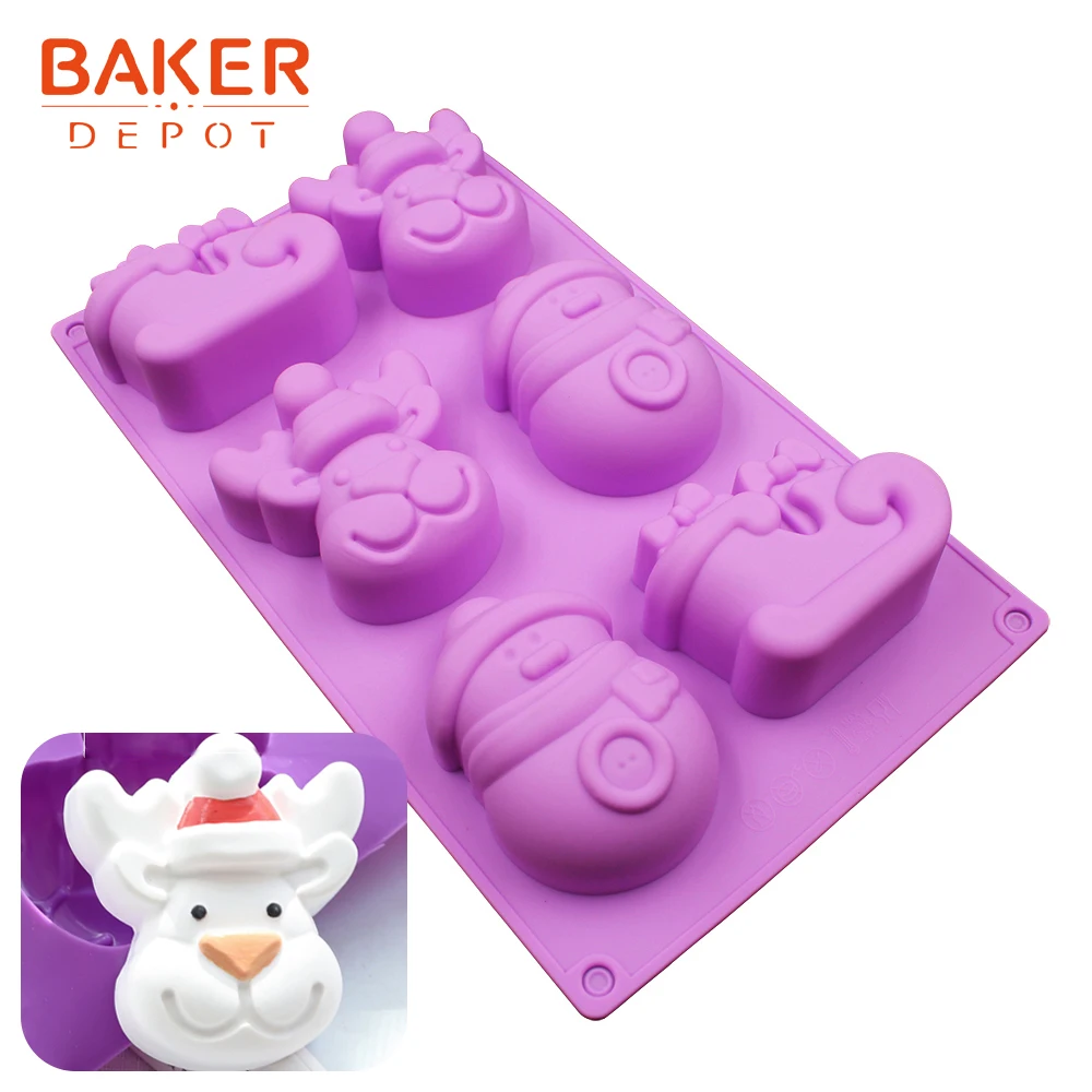 BAKER DEPOT siicone форма для мыла Рождественский олень торт оборудование для выпечки Снеговик сани форма из смолы гипсовый инструмент форма для шоколада и желе