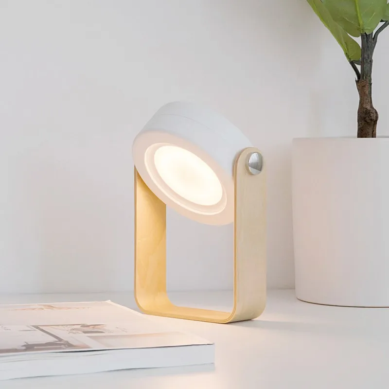 

Desk Lamps Wood Handle Foldable Night Lights Reading Lamp Portable Lantern Lamp Telescopic Folding Led Table Lamp USB Charging