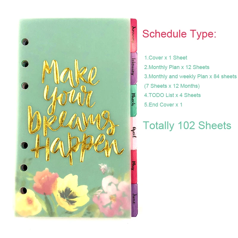 Schedule Type Fromthenon милый цветочный планировщик наполнитель бумага для Filofax спиральный блокнот дневник A5A6 школьные канцелярские принадлежности - Цвет: Schedule Type
