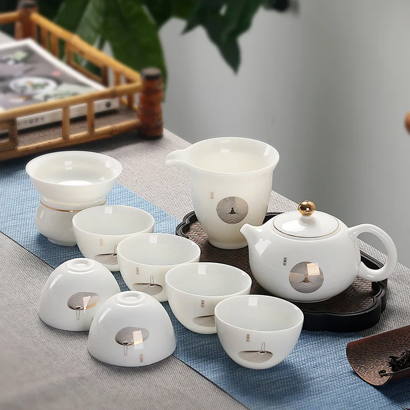 

White Jade Porcelain Kung Fu Tea Set Set Set White Porcelain Tea Making Teapot Tea Cup Ceramic chinese tea set ceramic tea sets