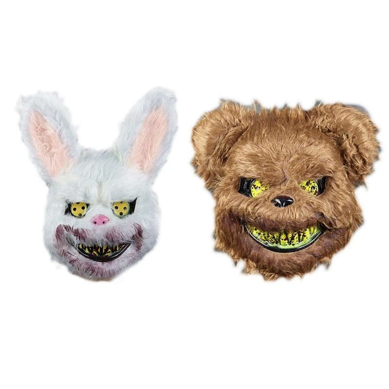 

Scary Halloween Mask Bloody Plush Bear Bunny Mask Cosplay Costumes Props Masked Ball Party Gifts for Adults Kids