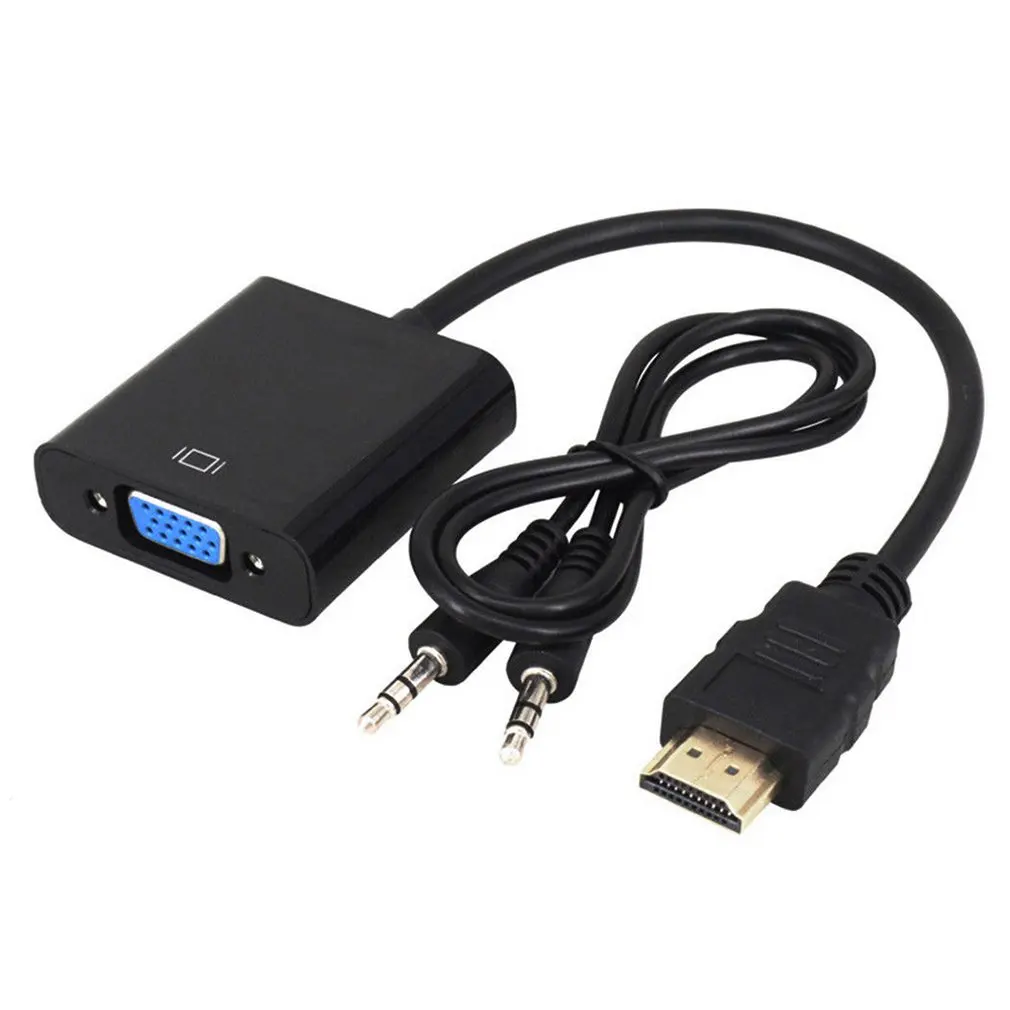 

1080P HDMI-compatible Male To VGA Female Video Cable Converter With 3.5mm Audio Adapter EW5 Black Color for HDMI-compatible TV