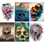 5D полностью своими руками квадратный набор для рисования с круглыми камнями и полотном с вышивкой остров черепа алмазов картина цветок вышивка крестом Стразы Декор подарок I77
