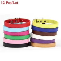 12 pcslot soild pu leather dog collar wholesale pet product adjustable puppy neck strap collars for small medium dog s m l