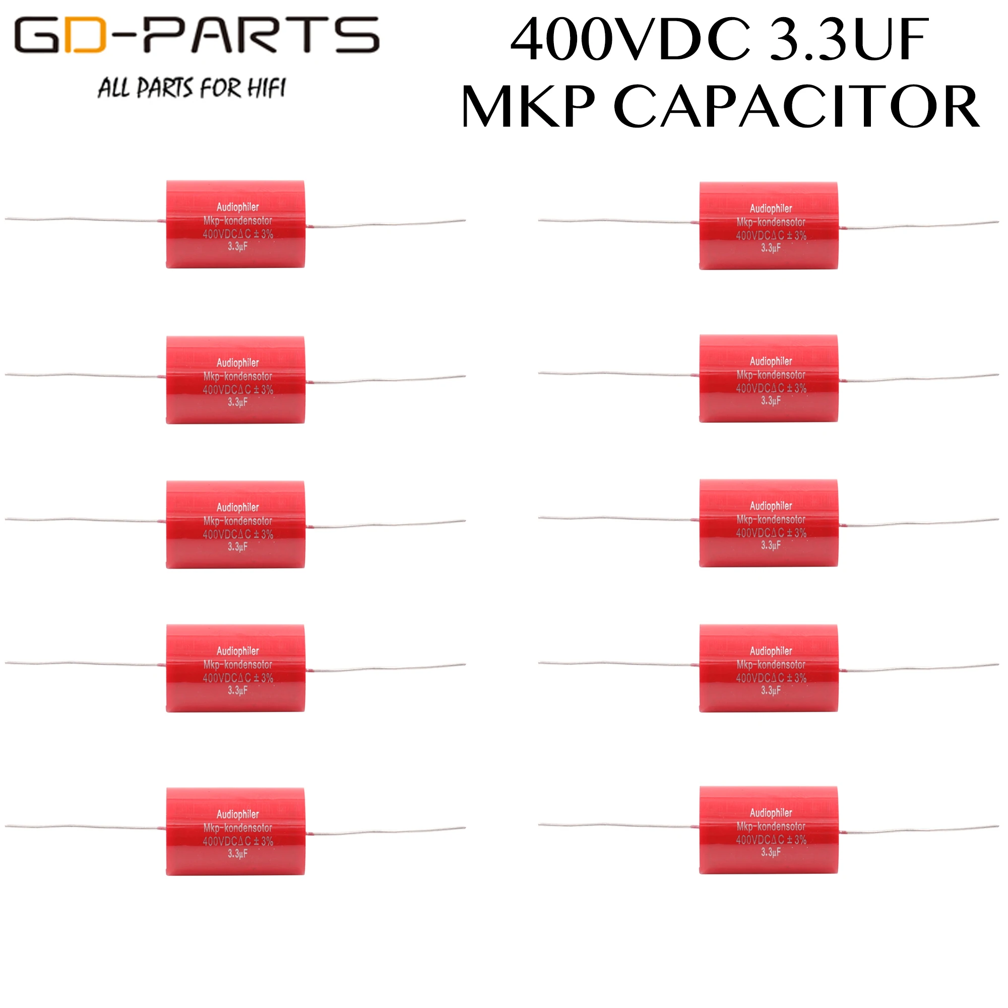 3,3 мкФ 400VDC осевой конденсатор Audiophiler MKP Соединительный конденсатор аудио класса для трубки гитарный усилитель динамик кроссовер HIFI аудио DIY