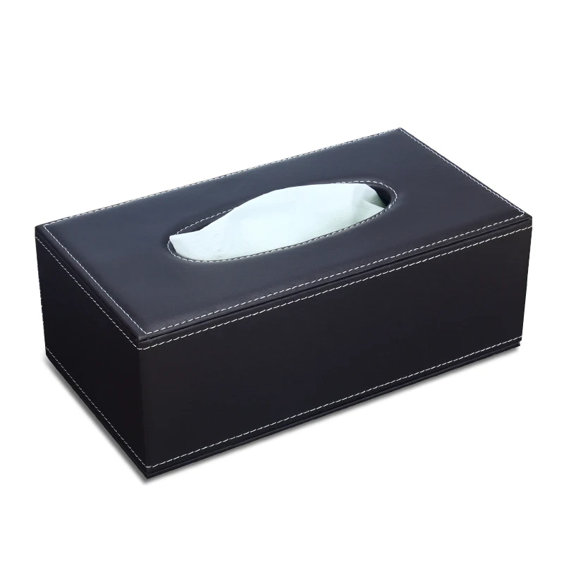 

Nordic Luxury Tissue Box Holder Black Leather Simple Creative Paper Storage Tissue Box Living Room Organiser Box Home Decor 50