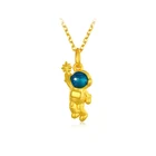 Золото астронавт женское ожерелье цепочка с кулоном, Модный Новый 999 кулон из чистого золота памятный подарок для подруги для детей