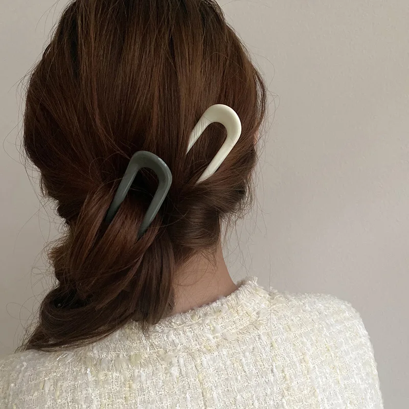 Новая модная простая шпилька в форме буквы U современная смола высокая шпилька, подходящая для всех случаев, волосы прически, для невесты, аксессуары для волос.