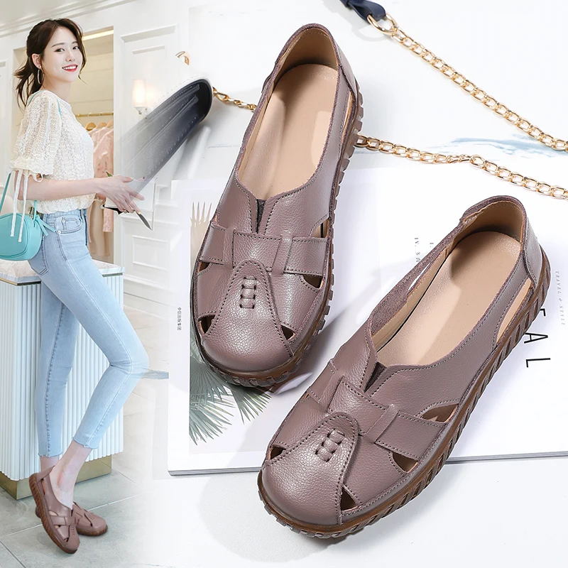 

New Women Sandals Summer Ladies Shoes Comfortable Ankle Hollow Round Toe Sandals Woman Soft Beach Sole Female Free shipping