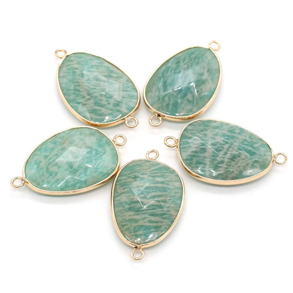 

Hot selling natural stone connector drop-shaped cut surface DIY making bracelet necklace jewelry accessories 22x38mm