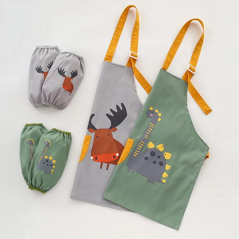 

Baby Kitchen Apron Waterproof BBQ Bib Aprons Children Painting Smock Anti-dirty Painting Clothes Anti-dressing for Art Students