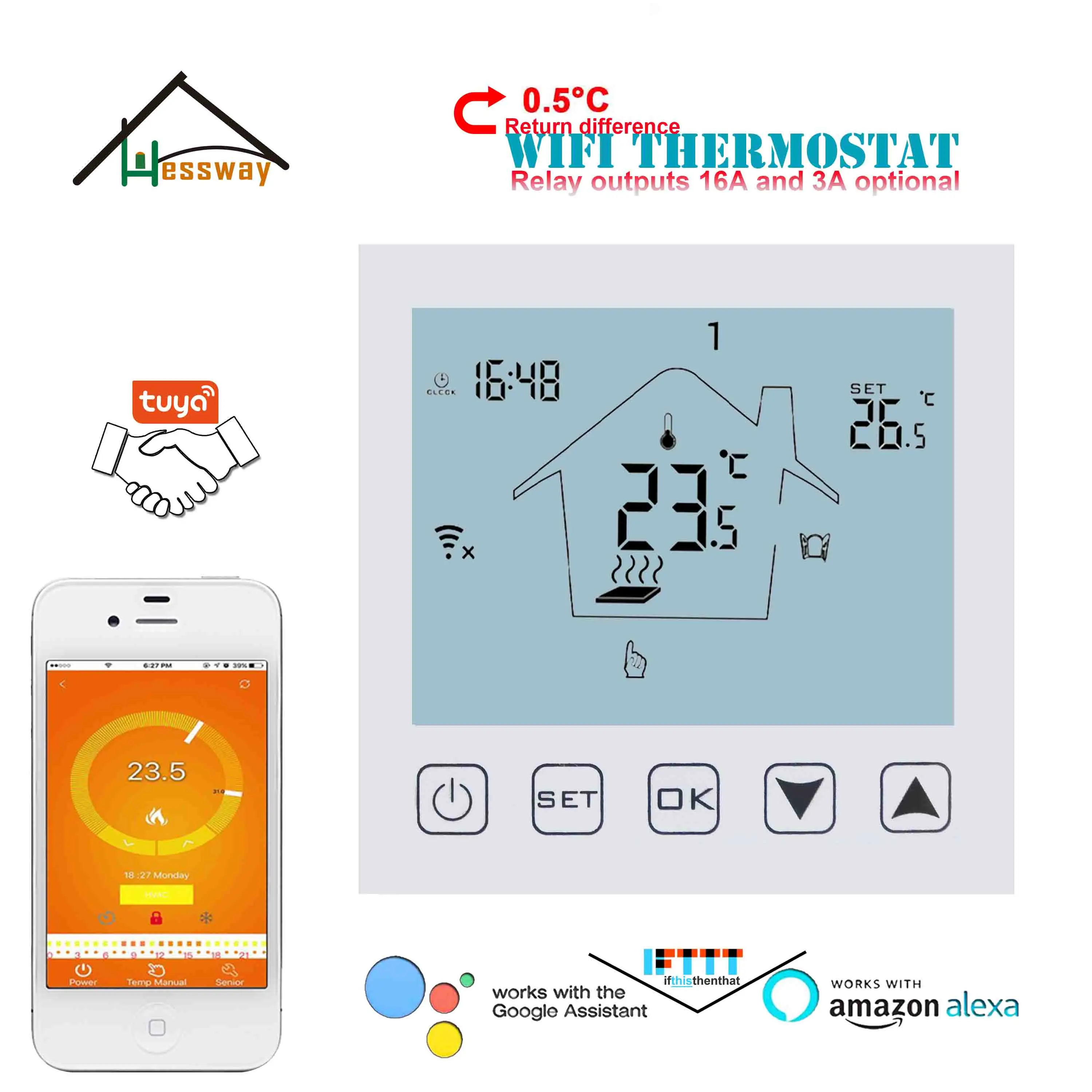 

EU 3A NC/NO VALVE water heating radiator WIFI thermostat for Warm Floor