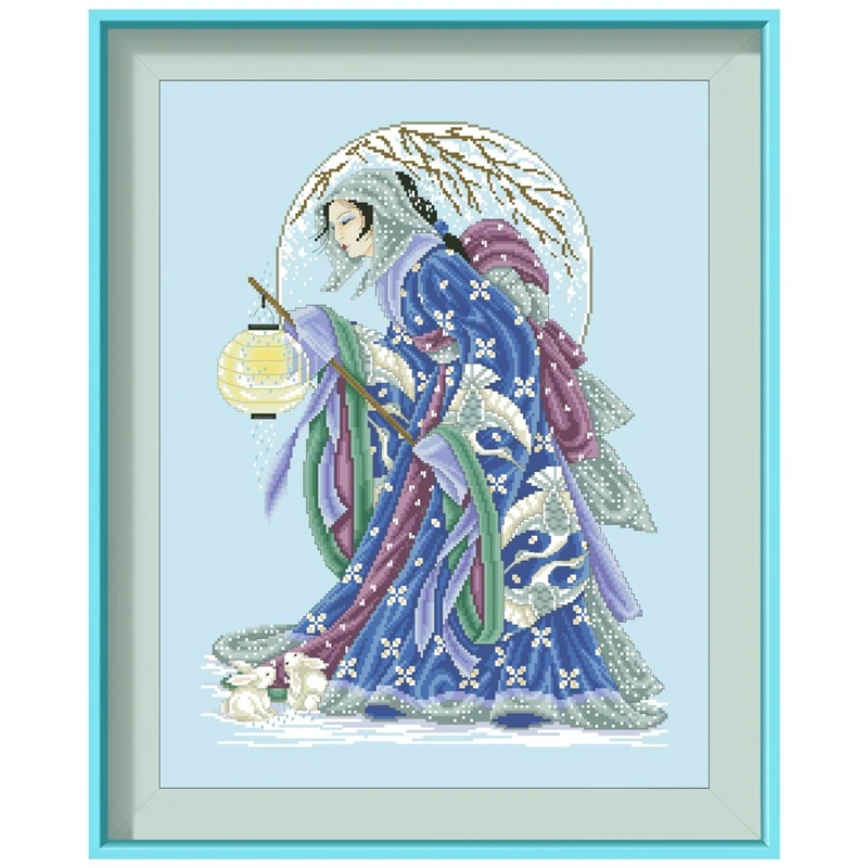 Набор для вышивания крестиком зимний рисунок гейши 18 шт. 14 11 | Дом и сад