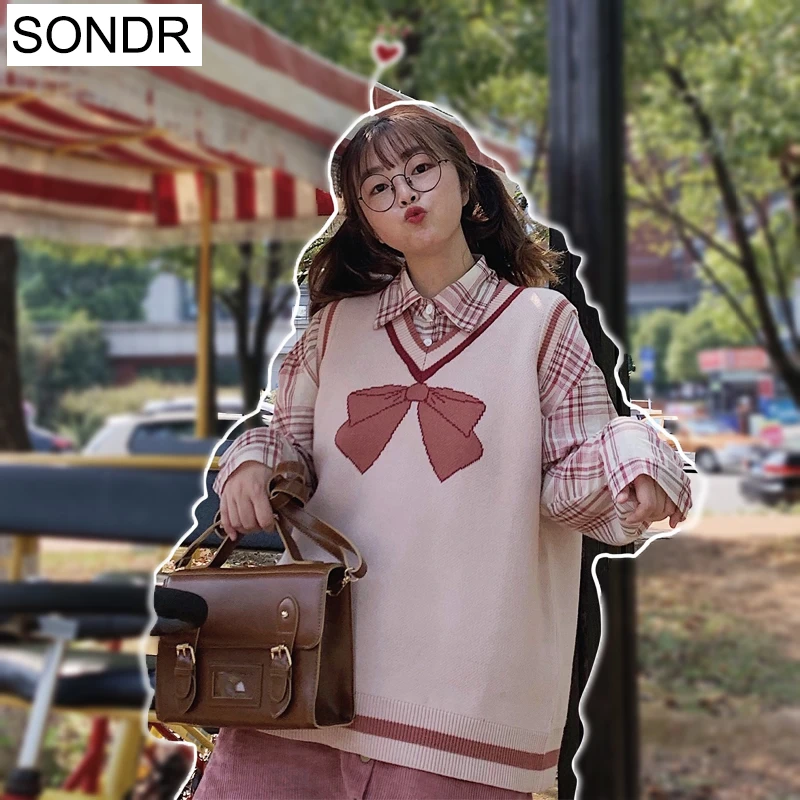 

Новинка 2020, вязаный свитер с бантом, женское осеннее японское милое платье, пальто, мягкая Студенческая вязаная куртка для сестры