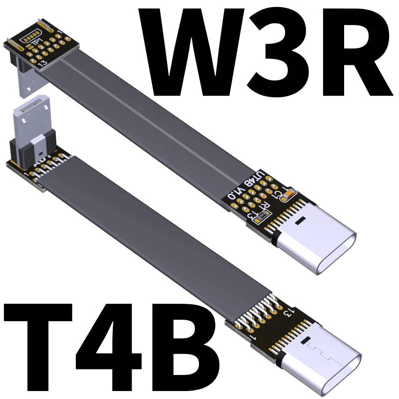 Плоский ленточный кабель Micro USB 2 0 к Type C FPC экранированный провод угловой адаптер
