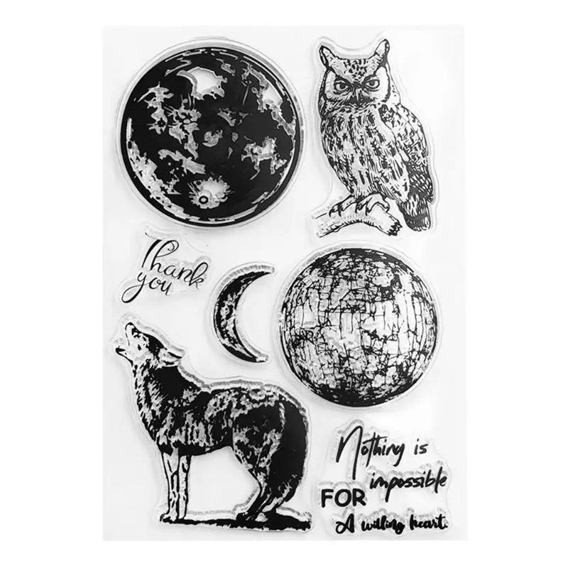 Сова волк силиконовый прозрачный чехол печать штамп DIY Скрапбукинг рельефная