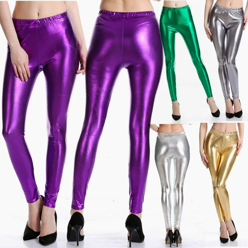 

Женские длинные леггинсы из искусственной кожи, обтягивающие, с высокой талией