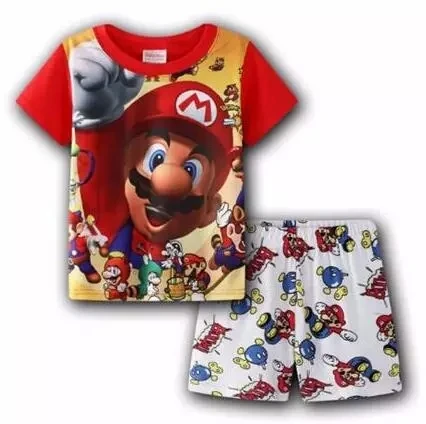 Пижама Super Mario одежда для сна 2 шт. мультяшный детей малышей мальчиков Супер Марио