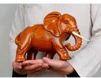 yellow flower pear solid wood sculpture elephants large fortune elephant furniture home decoration statue factory direct selling