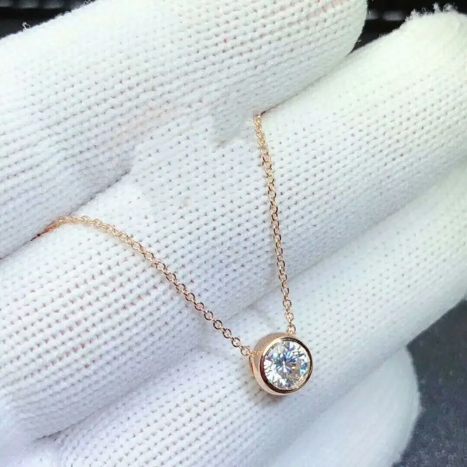 MeiBaPJ 1 карат D Dolor Moissanite драгоценный камень классическое простое ожерелье с подвеской для женщин Настоящее серебро 925-й пробы ювелирные изделия