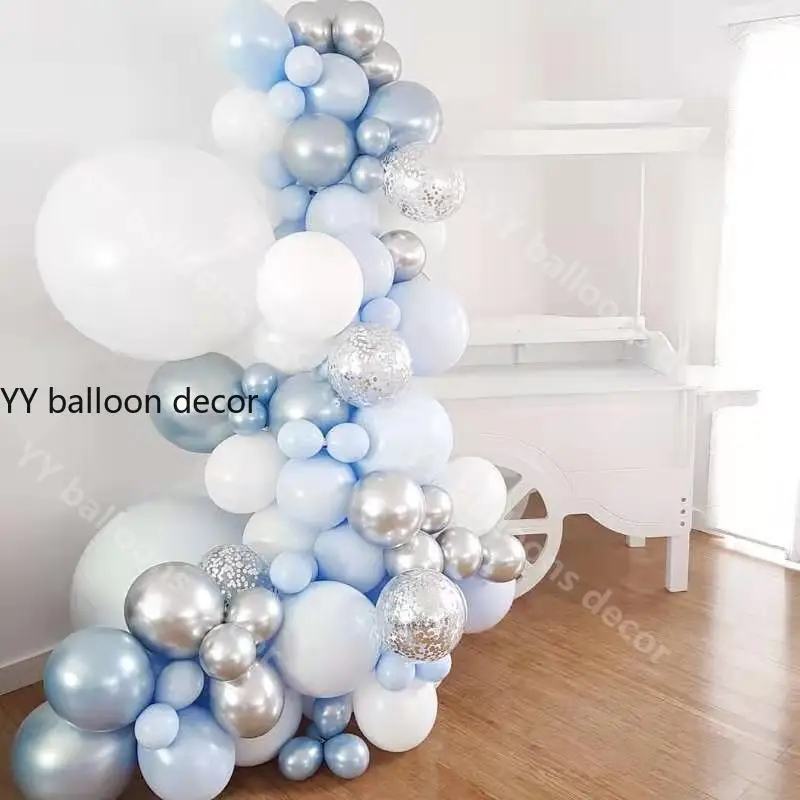 Воздушная гирлянда сделай сам лампочки 5 18 дюймов серебристые белые синие шары