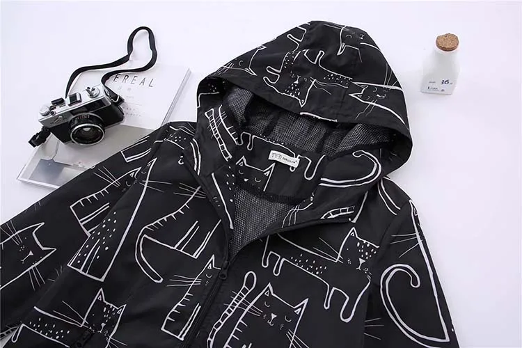 Весна осень тонкая куртка пальто для женщин мультфильм Кот горшок Harajuku Kawaii Толстовка граффити бейсбольные куртки пальто Chaqueta Mujer Япония