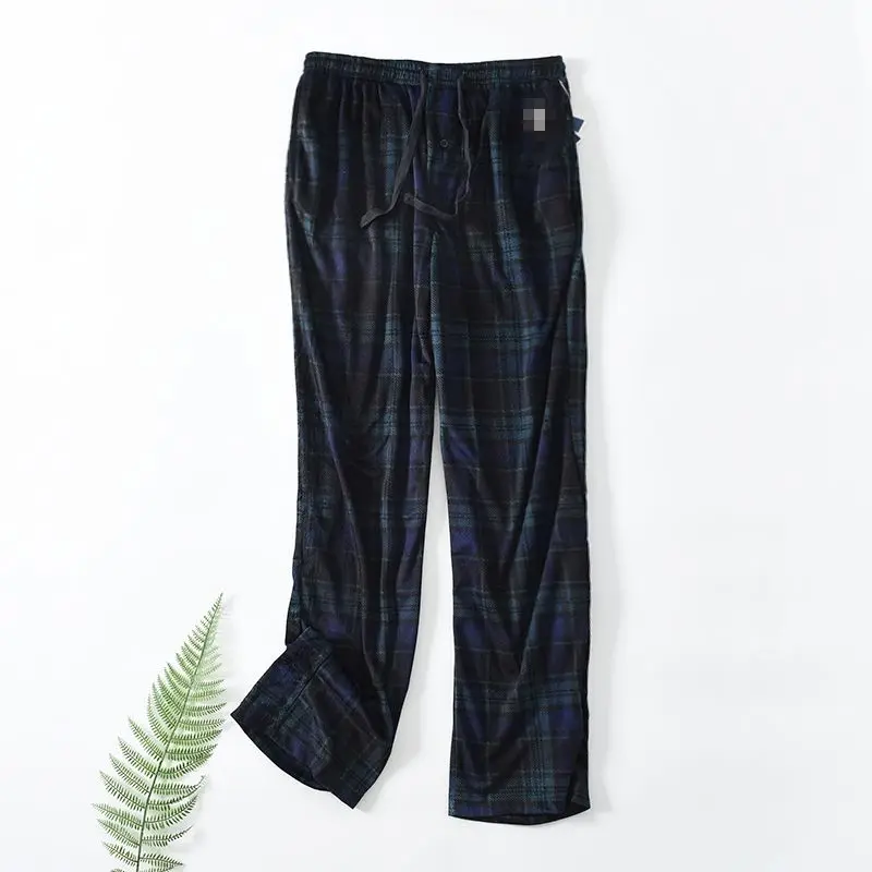 Men's Underwear Pants Warm in Winter Trousers Suede Sleep bottoms Soft Plaid Pyjamas