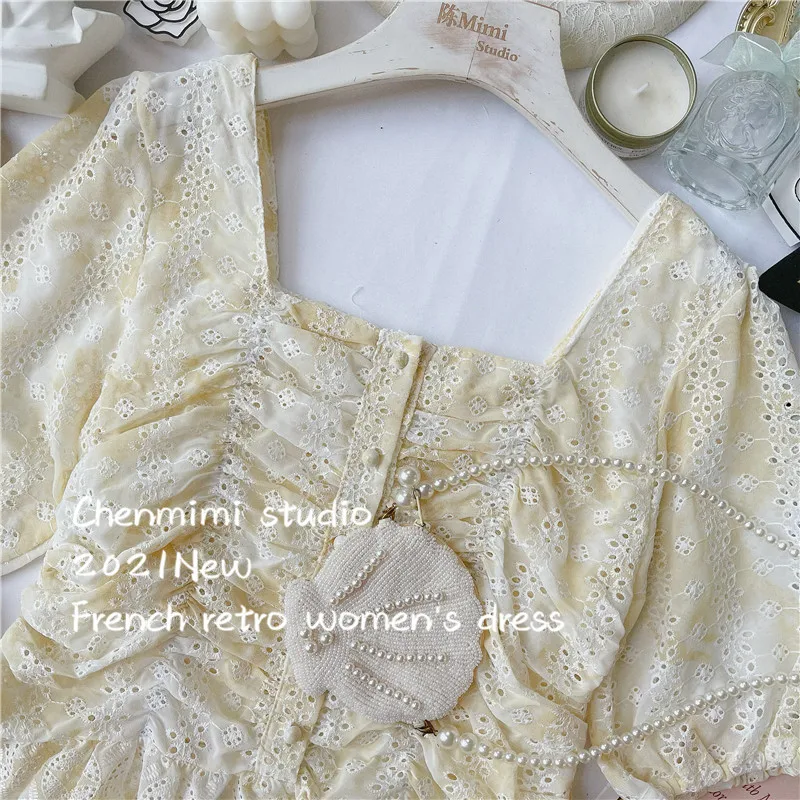

Women Chiffon Shirt Temperament Square Collar Flower Embroidery Gradient Tie-Dyed Color Blouse Short Sleeve Ladies Tops Blouse