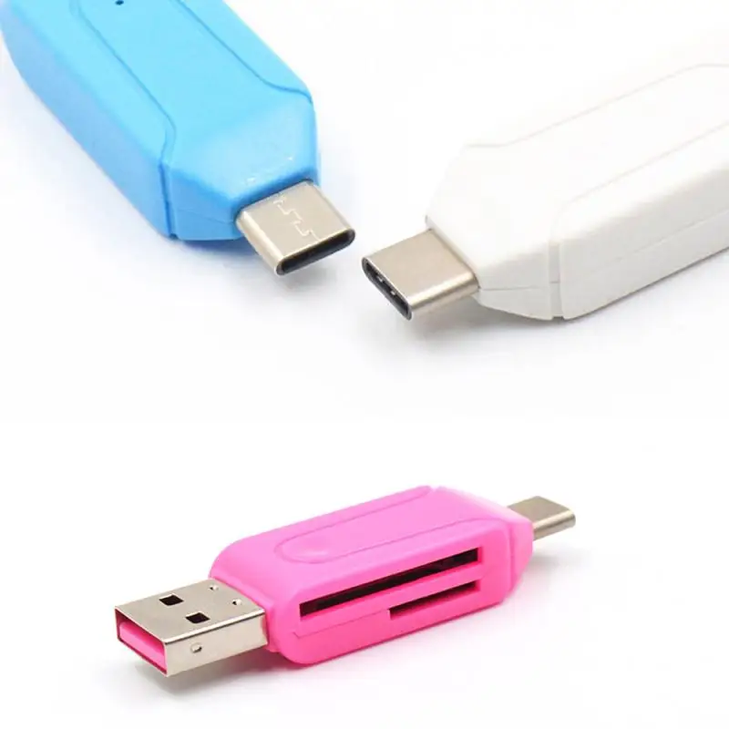 Universal Micro SD Card Reader 2 In 1 Type-c USB Adapter TF For Android Computer Extension Headers Pack Random Color | Мобильные