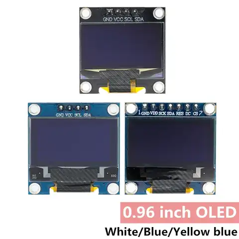 Модуль ЖК светодиодный дисплея для ARDUINO, светодиодный экран 0,96 дюйма O LED SPI/IIC I2C, белый/синий/желтый/синий, светодиодный модуль 0,96 дюйма O, 128X64 O...