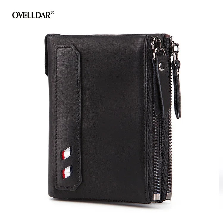 Leather Wallet RFID Anti-theft Brush Fashion Casual Short Men's Wallet Double Zipper Large Capacity Coin Purse