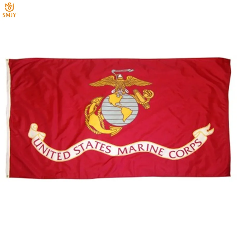 

USA USMC Marine Corps 90cmx150cm Polyester Embroidery US Military Souvenir Banner Set For Home Decoration