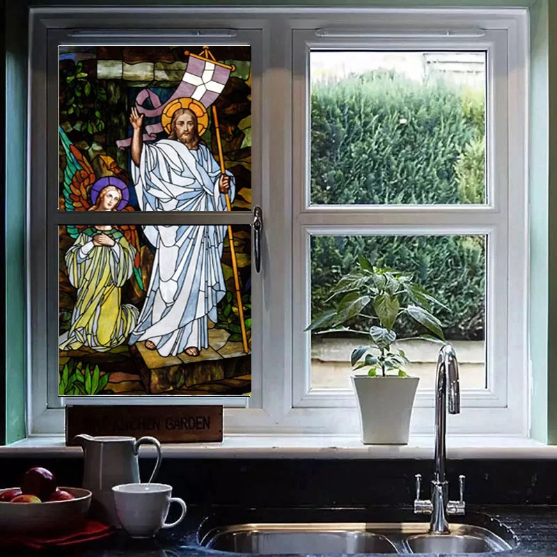 Декоративная самоклеящаяся/Статическая липкая витражная пленка для окон в