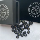 25 шт.компл. набор гравированных камней для риверки, набор резных камней с черной надписью, руны, игра гадания, астрология, алтарь, амулет, знак