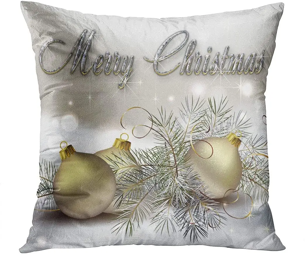 

Suklly Gold Silver Christmas Ornaments Cute Hidden Zipper Home Decorative Rectangle Throw Pillow Cover Cushion Case Pillowcase